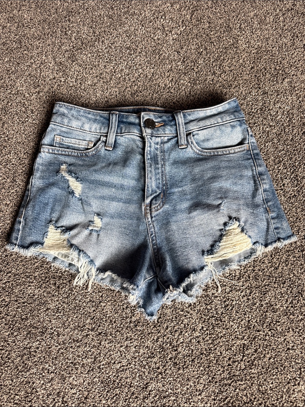 SO Distressed Light Blue Denim Jean Shorts